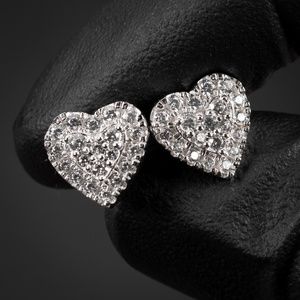 Honey Comb Set 925 Sterling Silver Women’s 14K White GoldHeart Stud Earrings